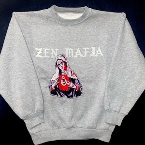 Custom embroidery Virgin Mary zen mafia crewneck